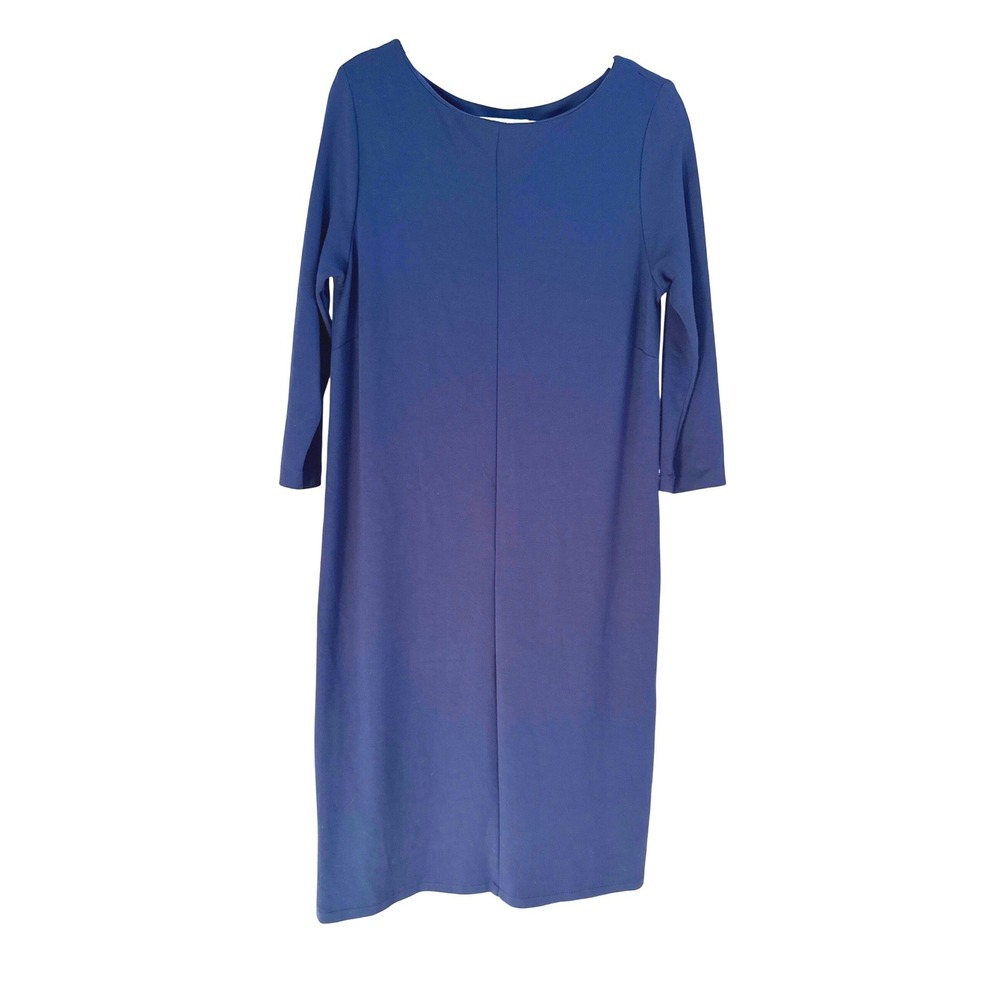 J. Jill Womens Ponte Knit Shift Dress 3/4 Sleeve‎ Large Cobalt Minimalist Career